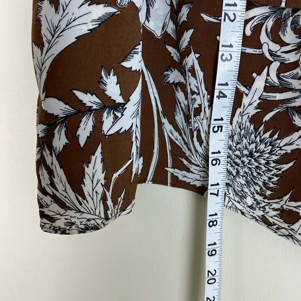 NEW Express Asymmetrical Tiered Tropical Floral Print Mini Skirt | BROWN | Sz 14 - Picture 11 of 12
